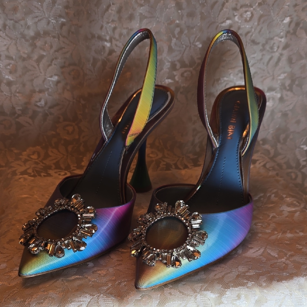Gianni Bini Multicolor Embellished Slingback Heels